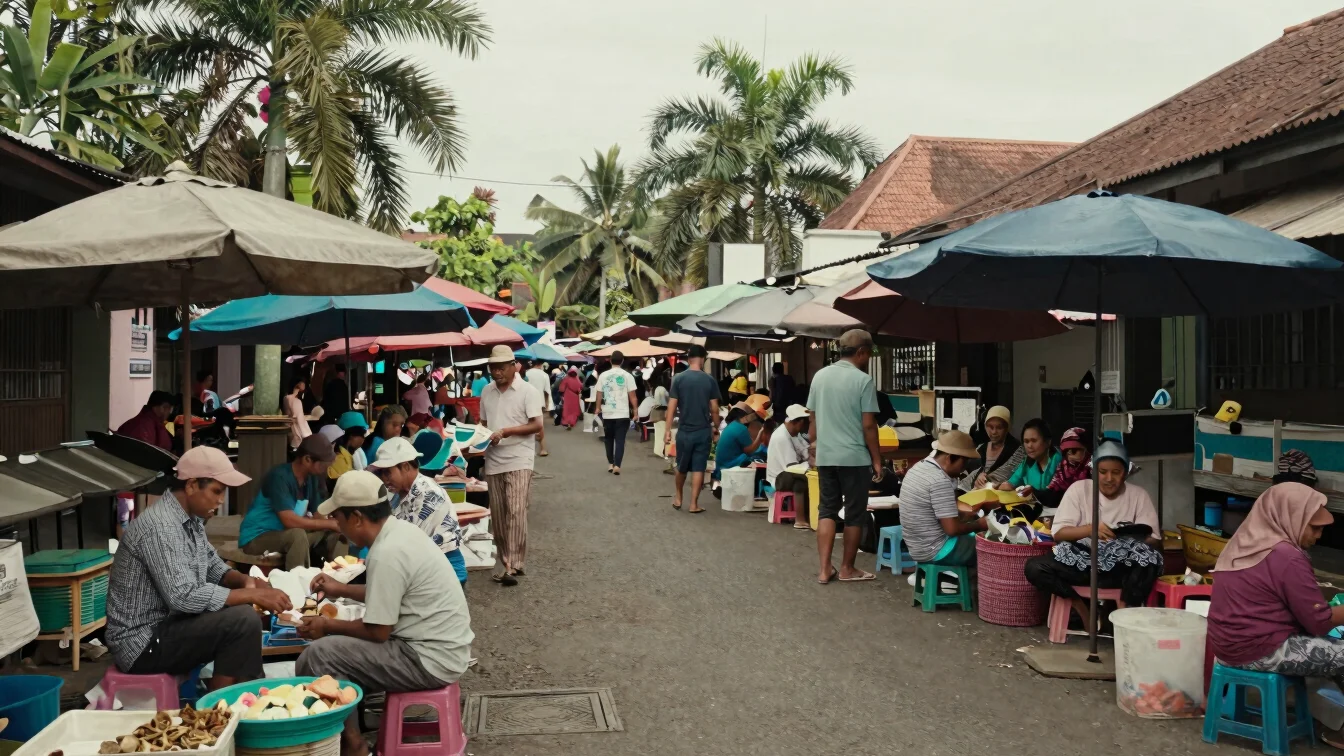 Documentary editorial photograph of a traditional market in Indon